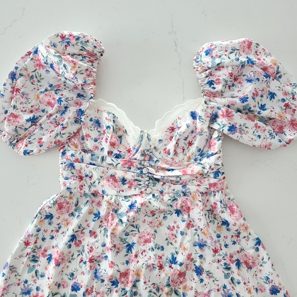 For Love and Lemons Juliet Sweetheart Bustier Puff Sleeve Mini Dress - Picture 8 of 10